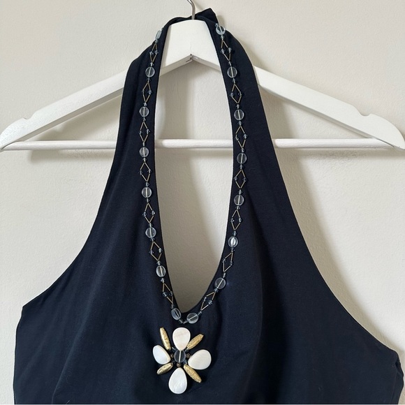 NWT Oscar de La Renta Beaded Halter Top In Ink Size XL - Picture 2 of 8